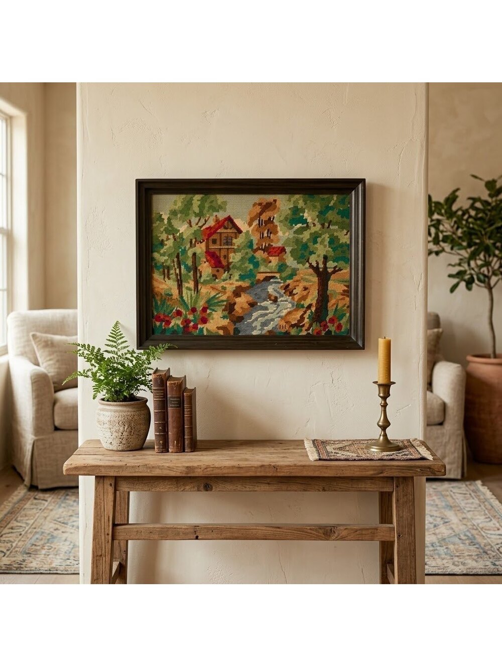 Vintage needlepoint framed art